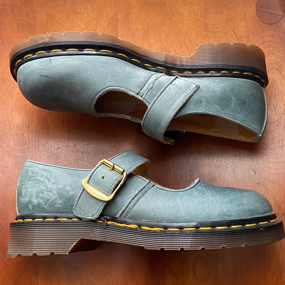 Dr. Martens Vintage Blue Leather Mary Jane Shoes Made in England Women's Size 7 - Picture 8 of 16